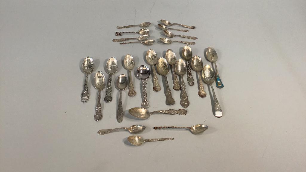 26 Mostly Sterling Collector Spoons (1 of 4)
