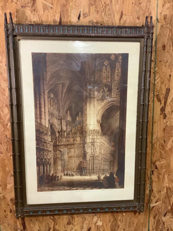 Tinted Engraving, Toledo Cathedral, Henry Brewer, (1 of 4)