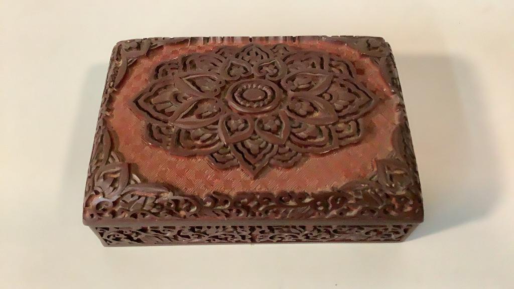 Asian Carved And Brass Table Box (1 of 4)