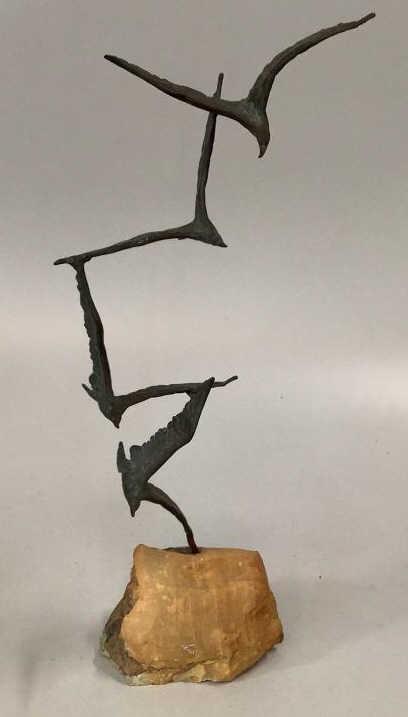 Bronze Seagull Statue on Quartz Base: In style of Curtis Jere..23 inches tall...no label...#148