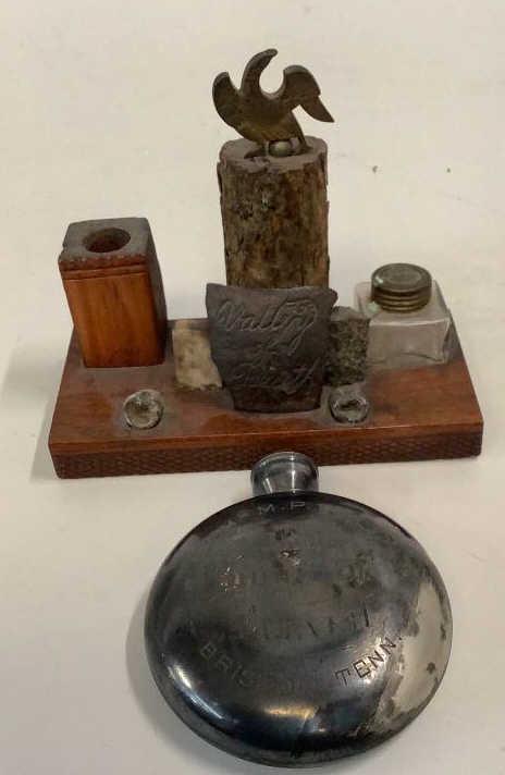 Unusual Folk Art Desk Set, 11 th Hour Flask (1 of 7)