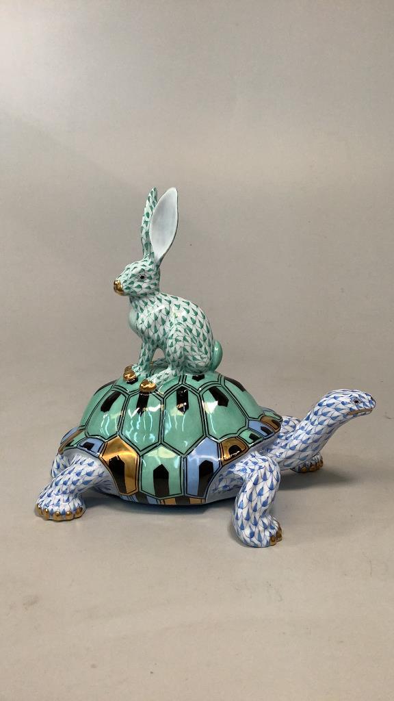 Large Herend Rabbit Riding Turtle (1 of 4)