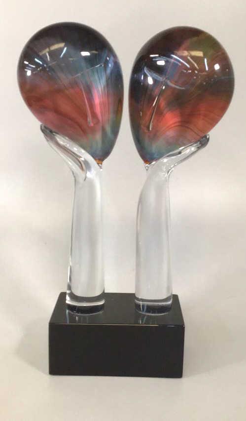 Modern Art Glass Sculpture , 2 Heads (1 of 6)