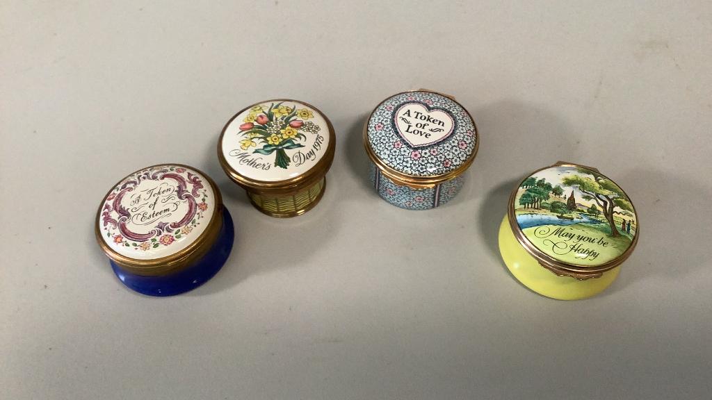 4 Battersea Enameled Trinket Boxes (1 of 4)