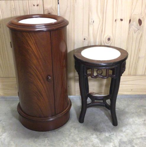 Mahogany Cylindrical Stand & Asian Plant Stand (1 of 3)