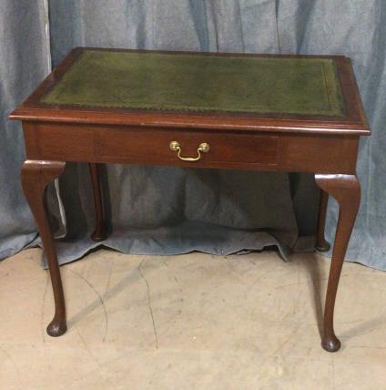 Queen Anne Style Mahogany Writing Desk: Leather To In Good Condition, 29 tall x 36 wide x 23 deep line 144
