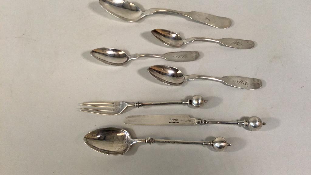 3 Piece Sterling Set, 4 Pieces of Coin Silver (1 of 6)