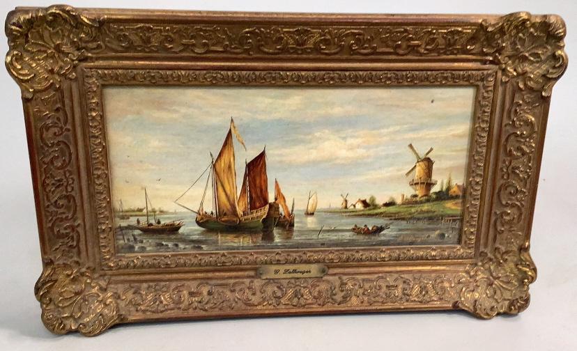 Oil on Board, Sailing Vessel with Windmill (1 of 4)