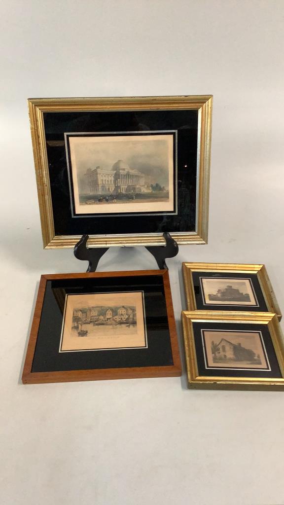 4 Framed Architectural Engravings, Prints (1 of 4)