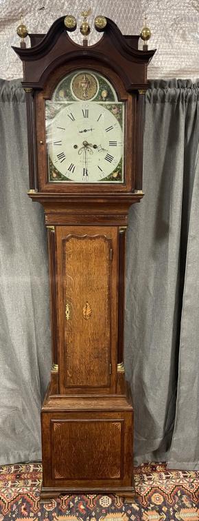 English Oak Tall Case Clock w Shell Inlay (1 of 4)