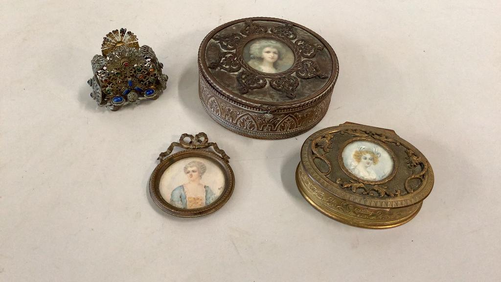 Dresser Boxes, Miniature, Jeweled Vanity Article (1 of 5)