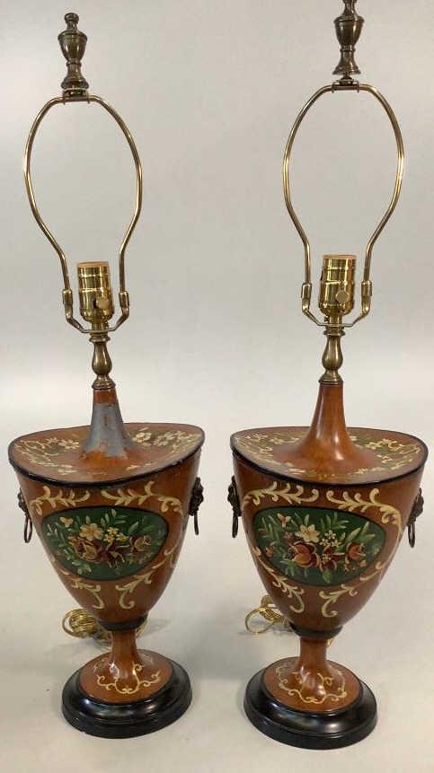Pair Porcelain Tole Painted Lamps (1 of 5)