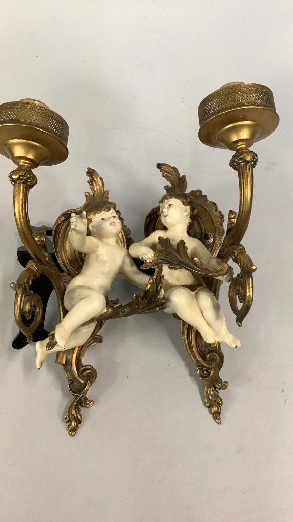 Pair Antique Cherub Form Wall Sconce (1 of 5)
