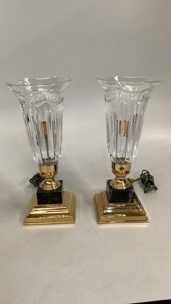 Pair Waterford Hurricane Lamps (1 of 4)