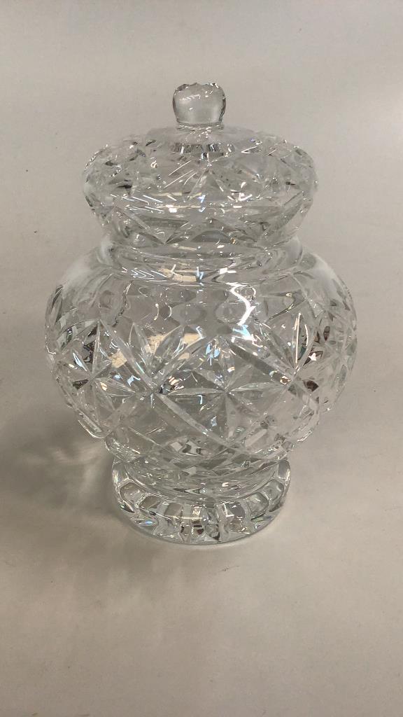Waterford Crystal Ginger Jar: 8 .5 inch lidded jar, etched mark on base...good condition #47