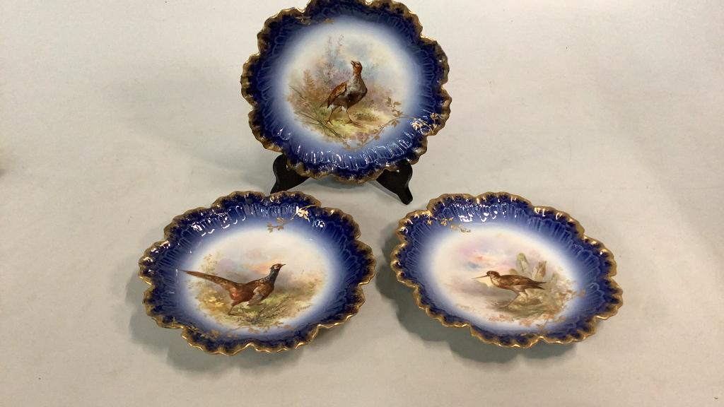 3 French Hand Painted Game Plates (1 of 6)