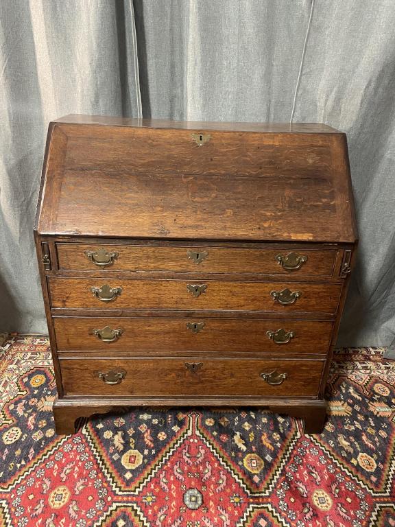 English Oak Chippendale Slant Top Desk (1 of 4)