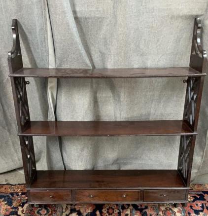 English Mahogany 3 Tier Shelf w Drawers (1 of 2)