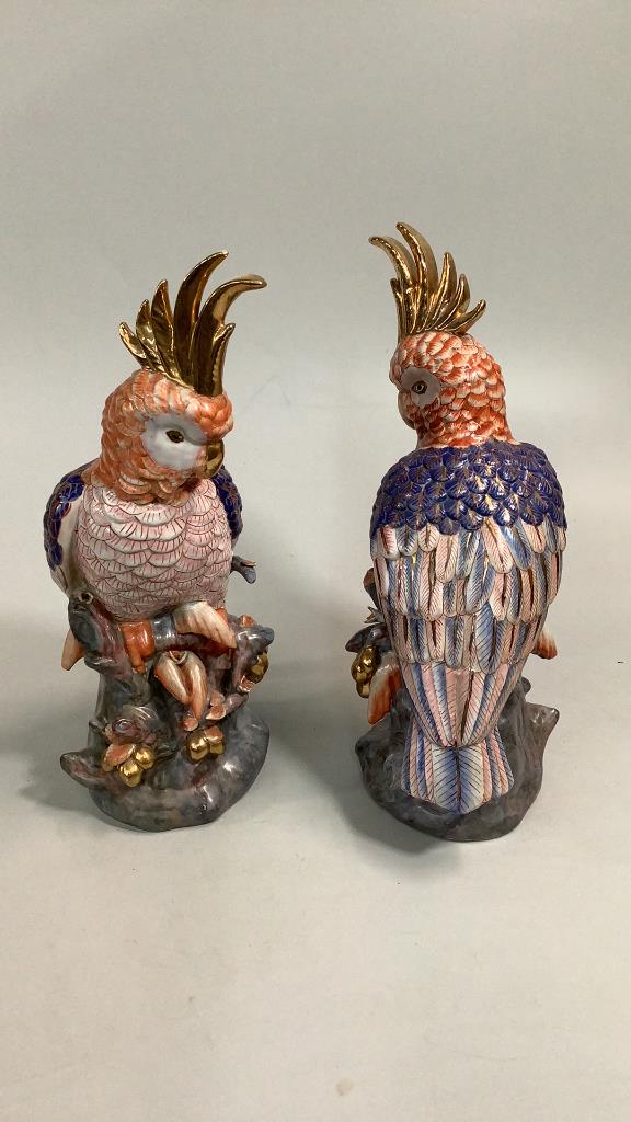 Pair Polychrome Porcelain Parrots (1 of 5)