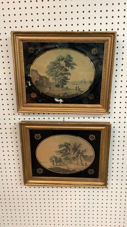 2 Reverse Paintings/ Prints  on Glass (1 of 4)