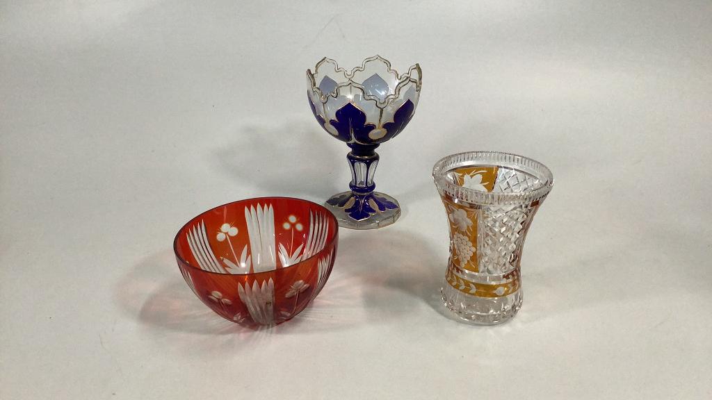 3 Pieces Bohemian Glass (1 of 4)