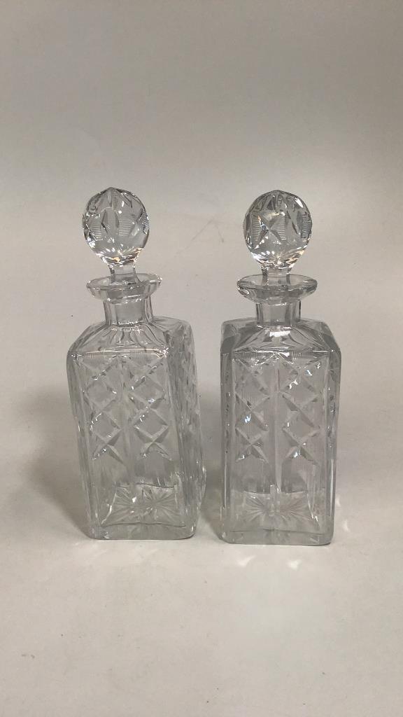 Pair Crystal Cut Decanters (1 of 4)