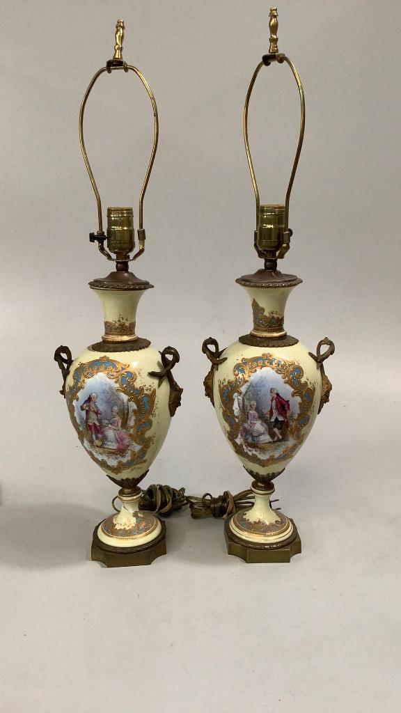 Pair Hand Painted Porcelain Lamps (1 of 6)