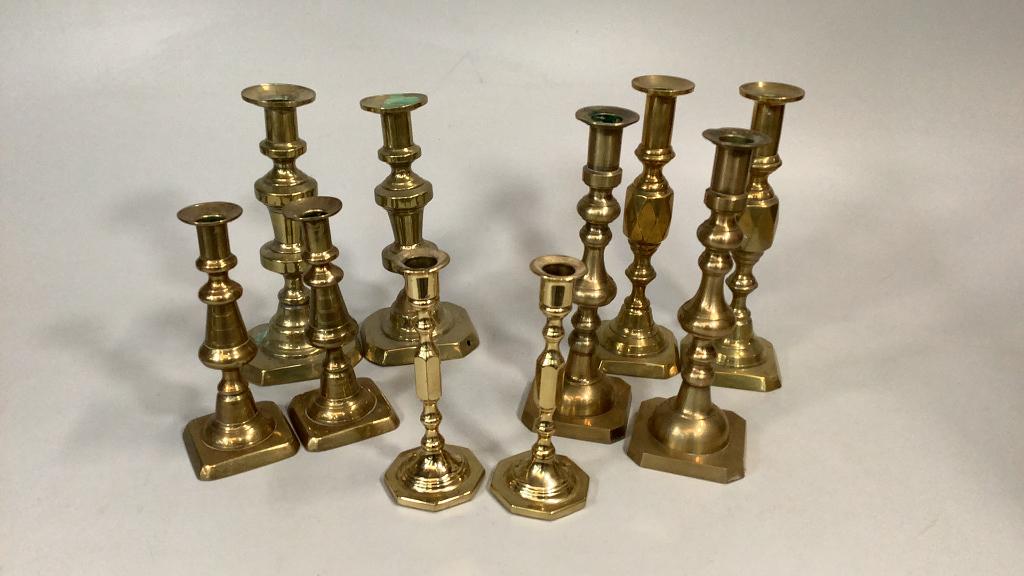 5 Pair Brass Candlesticks (1 of 4)