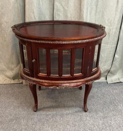 Indonesian Teak Vitrine Table: Removable tray, 30 tall x 30 wide x 19.5 deep