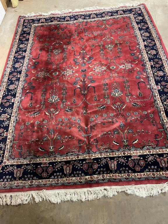 Vintage Oriental Area Rug: Strong Colors , good condition, 10ft x 7.6 ft