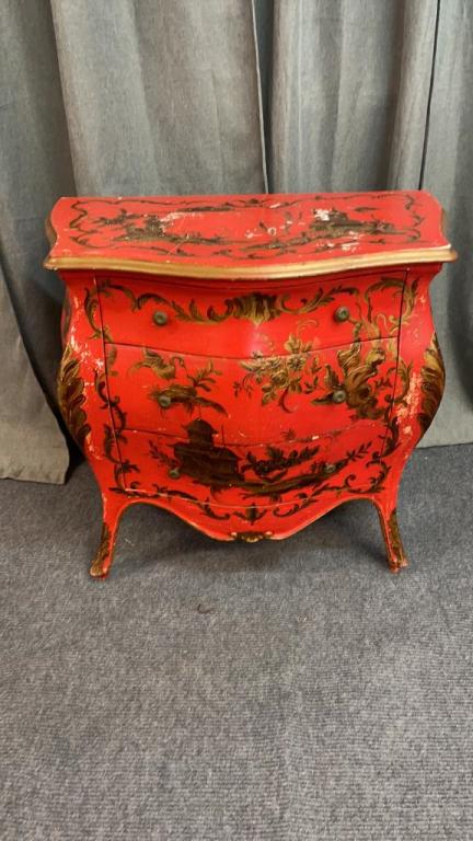 Red Lacquered Asian Bombay Front Chest (1 of 3)