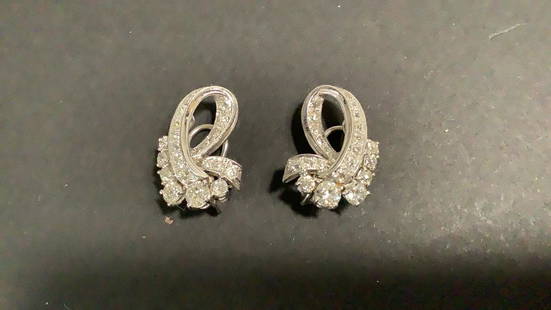 Pair Antique Diamond and Platinum Earrings: 48 Old European Cut Diamonds, 4.0 total carat weight, set in high polished platinum…w/ insurance appraisal