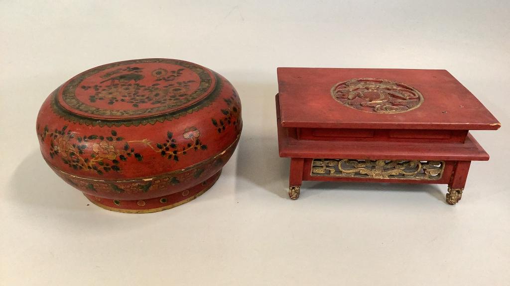 Asian Alter Stand, Round Storage Box (1 of 7)