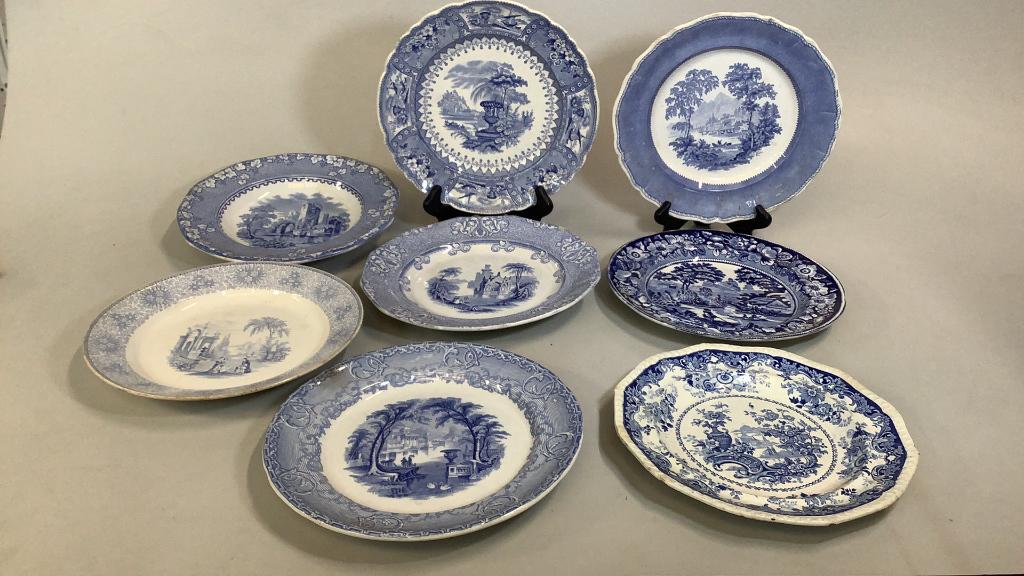 8 Blue and White English Transferware Plates (1 of 5)