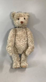 Steiff 1908 Replica Bear, White Curly: #406041…24 inches tall, produced in 1994..ear button and white ear tag, has been displayed but in good condition