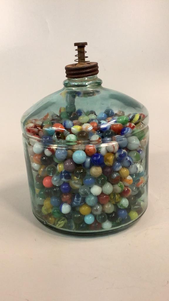 Glass Kerosene Jar Full Marbles (1 of 4)