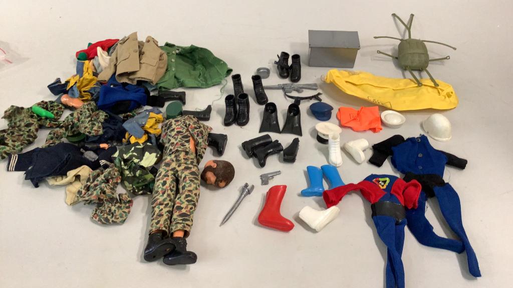 Collection Of GI Joe Accessories: Also includes a disassembled Joe figure, clothing boots,