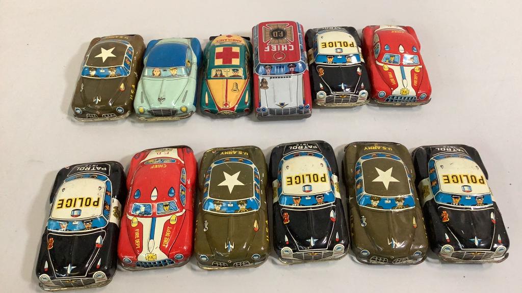 12 Tin Friction Toy Cars (1 of 4)
