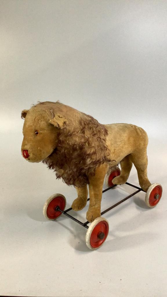Antique Stuffed Lionon Wheels (1 of 5)