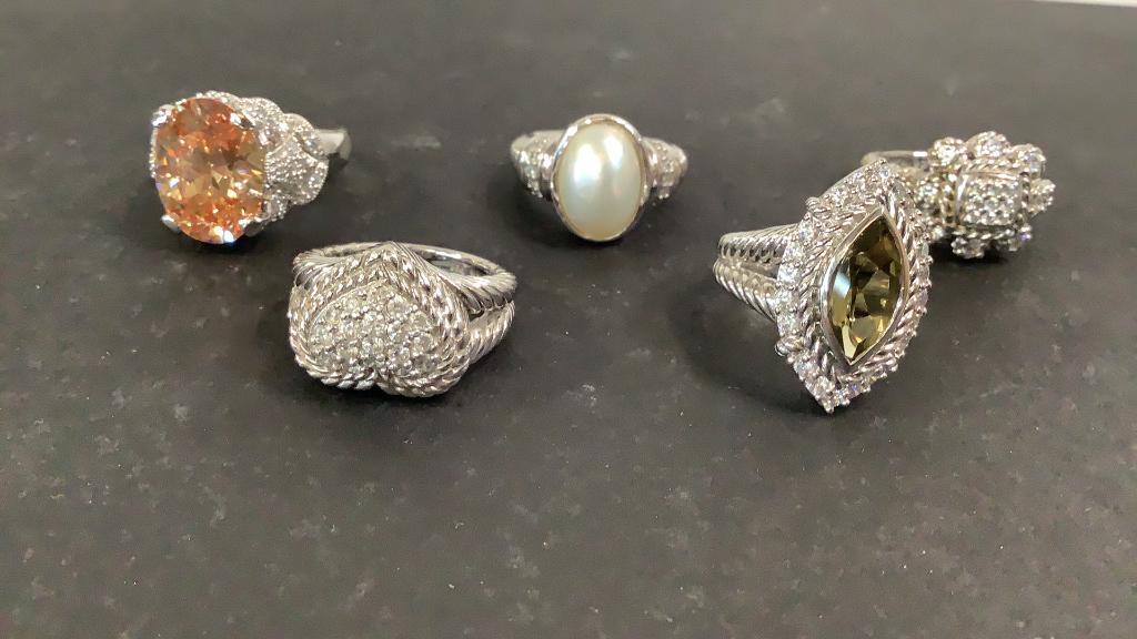 5 Judith Ripka Sterling Rings (1 of 3)