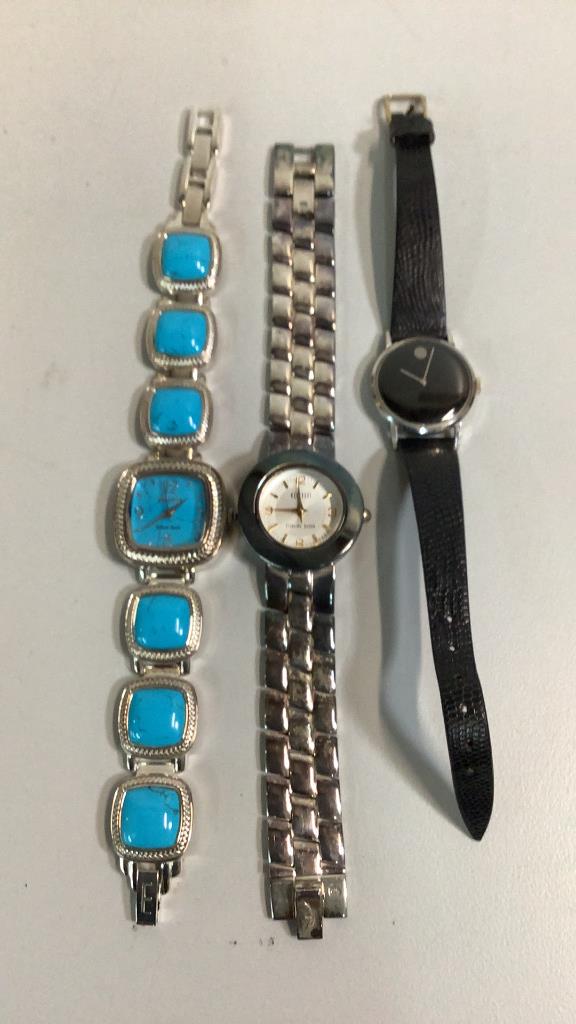 Movado Face Watch, marked 14 k case, 2 Ecclissi: Sterling Bands..