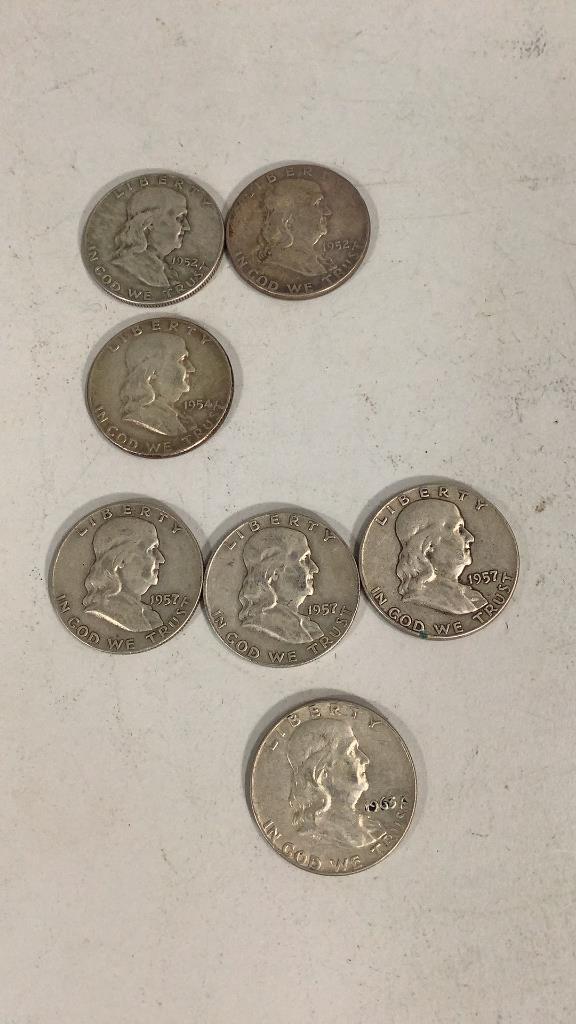7 Ben Franklin Liberty Bell Half Dollars (1 of 4)