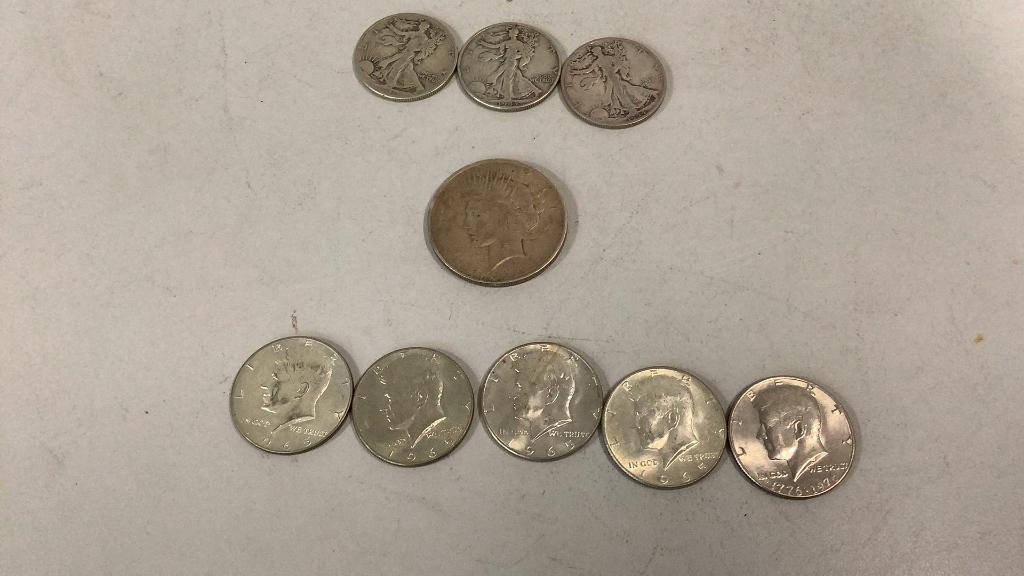 Peace Dollar, Walking Liberty, Kennedy Half (1 of 5)