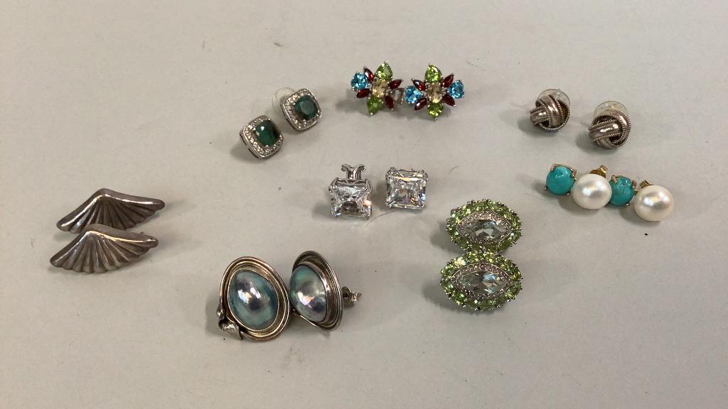8 Pair Sterling and Stone Earrings (1 of 3)