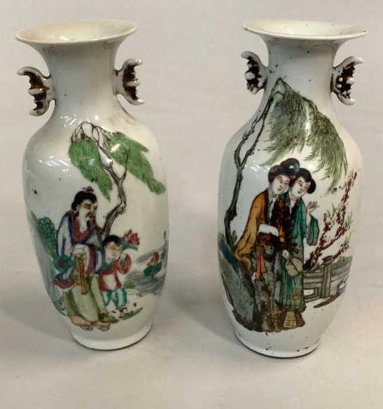 Pair Famille Porcelain Poem Vases (1 of 6)