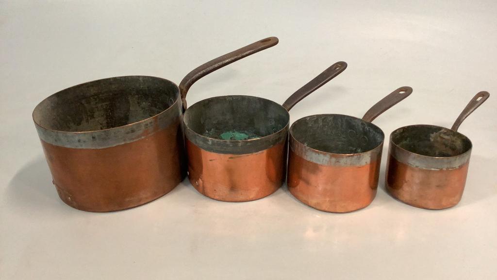 Set of 4 French Copper Cooking Pots (1 of 5)