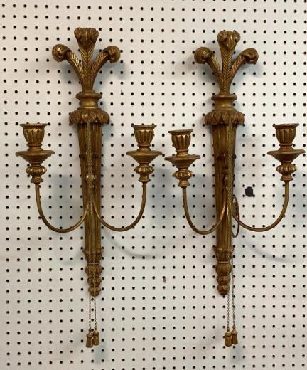 Pair French Style Gilt Wall Sconce (1 of 4)