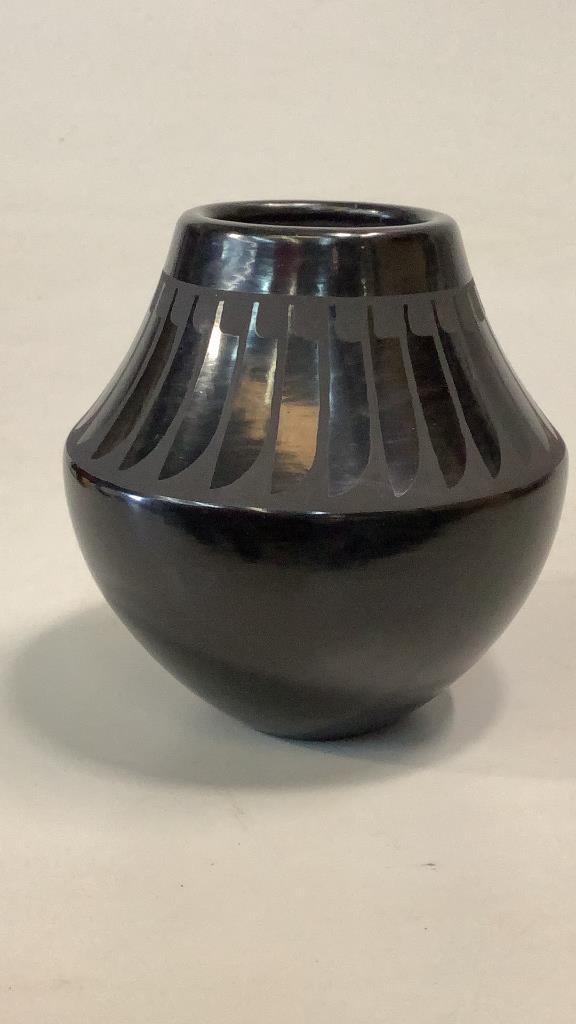 Black on Black Pottery Jar, Ildefonso Pueblo (1 of 6)