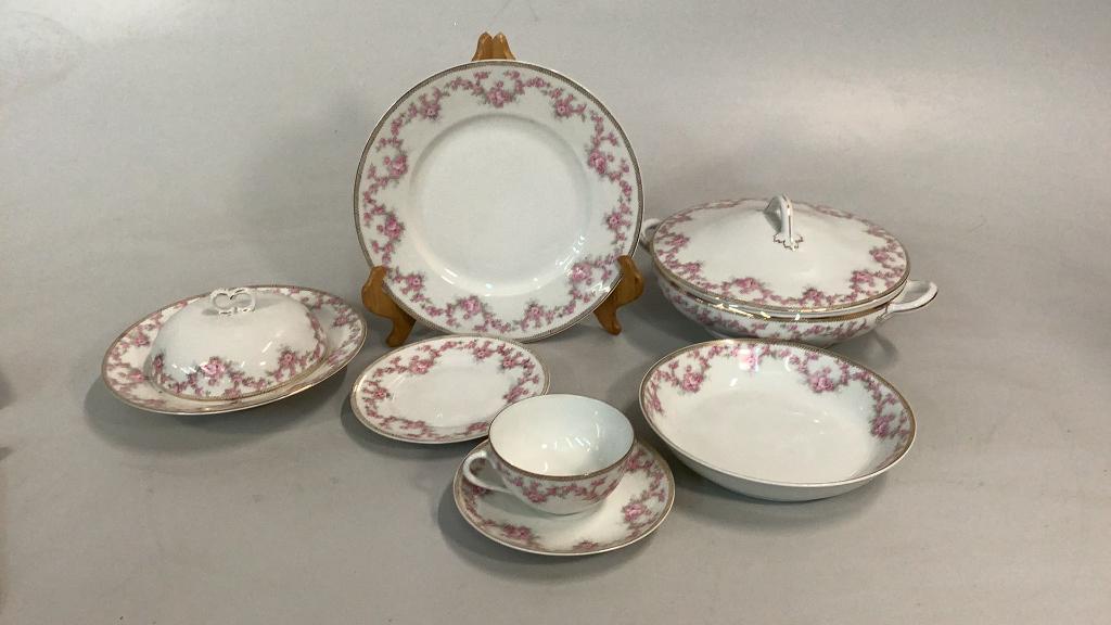 Set of Austrian Pink Sprig China (1 of 6)