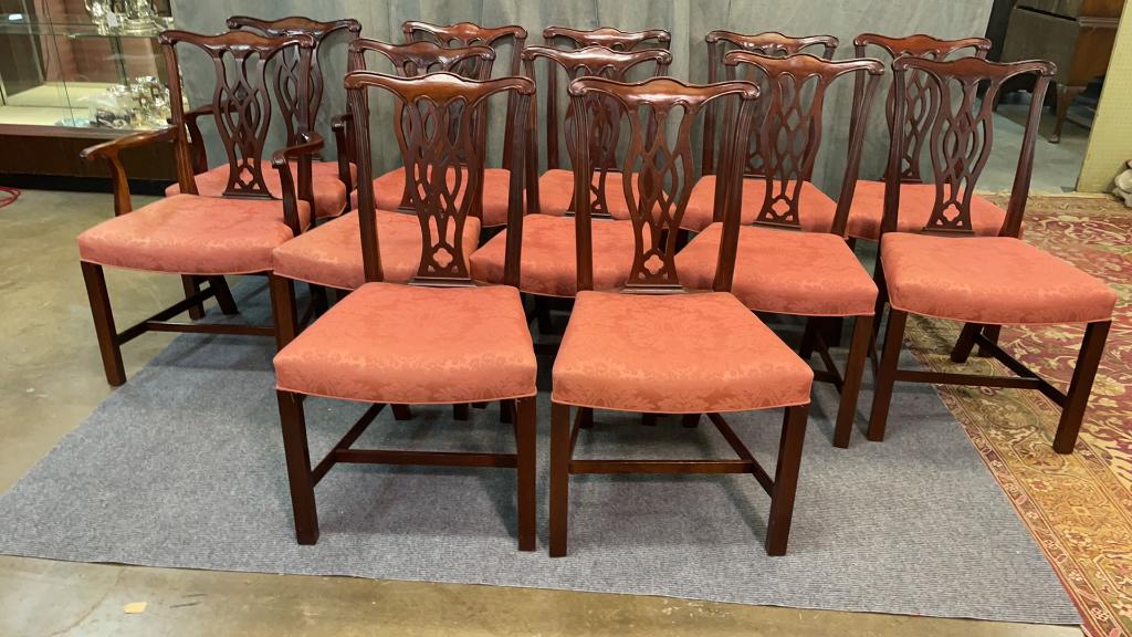 Set of 12 Chippendale Style Dining Chairs (1 of 4)
